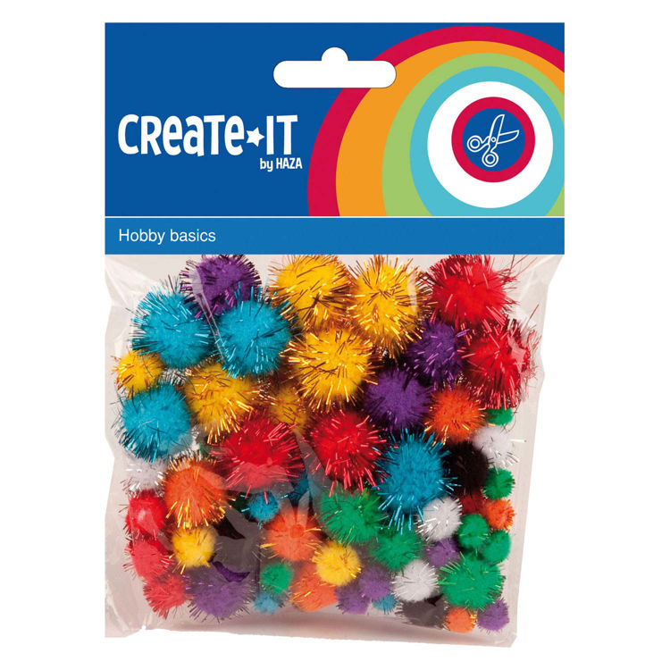 Picture of 3219-Glitter Pompoms, 78pcs.HOBBY BASICS